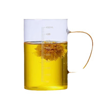 Tasse en verre graduée, style chinois, pour lait, petit-déjeuner, eau, thé, épaissie, résistante à la chaleur, compatible lave-vaisselle et micro-ondes, unisexe
