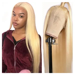 YESWIGS 613 rubia HD pelucas de encaje Virgen del pelo humano de la peluca delantera de encaje para las mujeres negras peruano 360 Cierre de encaje peluca Frontal