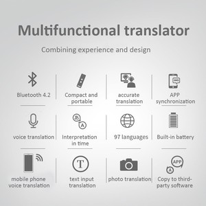 Máquina de traducción de voz para viajes de negocios T8, aleación de aluminio para aplicación Bluetooth, interpretación simultánea inteligente OLED - Product Image 4