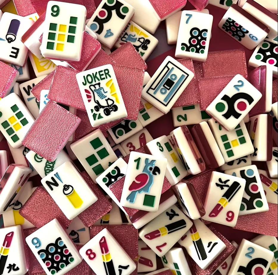 Lipstick Print American Mahjong Tiles Set Glam Fashion Ladies Mahjong ...