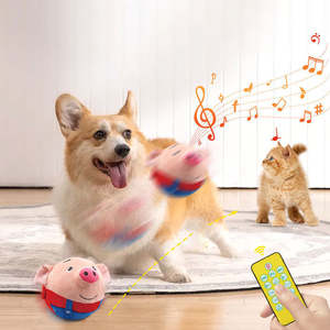 Electronic Pet Plush <b>Toy</b> Dog Squeaky Pet Bouncing Balls Vocal <b>Toy</b> USB Rechargeable Cartoon <b>Pig</b> Interactive Dog <b>Toy</b> - Product Image 5