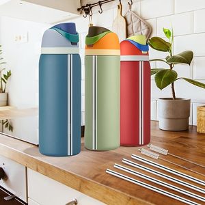 Pailles en métal de remplacement pour bouteille d'eau Owala 24/32 oz, pailles réutilisables en acier inoxydable compatibles avec la bouteille d'eau Owala - Product Image 5