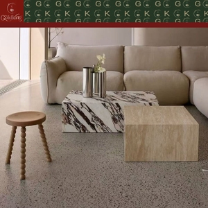 Table basse en marbre Calacatta Viola GOLDKING avec socle monolithique massif pour coin lecture ensoleillé et base de meuble moderne - Product Image 4
