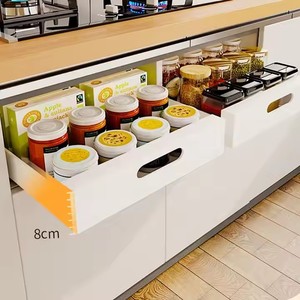 Organisateurs de maison coulissants sous l'évier avec <span class=keywords><strong>film</strong></span> adhésif Nano Tiroirs coulissants fixes Organisateur d'armoire Cages de rangement - Product Image 4