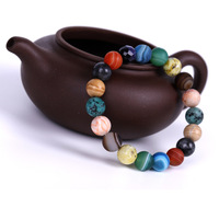 Pulsera del Universo y la Galaxia, Sistema Solar Ajustable con Ocho Planetas, Pulseras para Hombre, Cuentas de Piedra Natural Ajustables, Brazaletes de Estrellas para Mujer