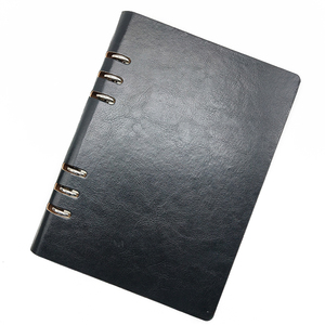 Carnets de notes professionnels en cuir PU de luxe, reliés cousus, écologiques, design populaire, noir, logo personnalisé pour les réunions de bureau - Product Image 4