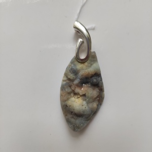 Pendentif simple en argent 925 avec calcédoine drusée - Product Image 1