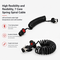 Connecteur personnalisé HJYAJZT, étanche, 24V -40~105 ℃   Câble spiralé 7 voies résistant à la chaleur pour connexion de remorque de tracteur