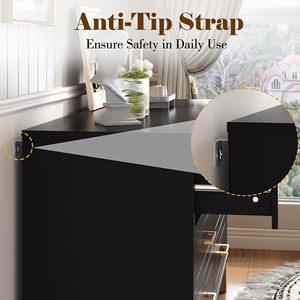 <b>6</b> <b>Drawer</b> Double Dresser Modern Storage Cabinet Metal Handles Solid Wood Legs Dresser <b>Drawer</b> Organizer for Kids - Product Image 5