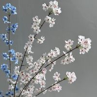 Ranting Bunga Sakura Buatan Gaya Zen 2 Cabang, Model Plastik Sutra untuk Dekorasi Lantai, Cocok untuk Aula Pernikahan