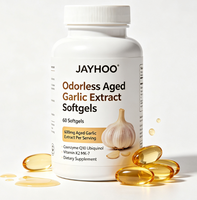 JAYHOO Gélules d'extrait d'ail vieilli sans odeur, 60 capsules, 600 mg par portion, avec CoQ10 Ubiquinol et Vitamine K2 MK-7