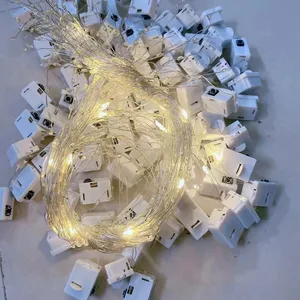 微型LED迷你铜线灯带闪烁白色小电池盒操作用于头带DIY礼品盒装饰