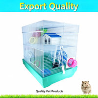 Cage à hamster en fer à 2 niveaux avec tunnel, villa de luxe, roue d'exercice, bouteille d'eau, maison pour petits animaux