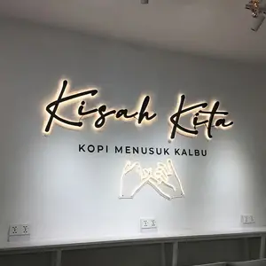 Metal parede letras ouro 3d retroiluminado acrílico sinais pequeno metal alfabeto letras logotipo negócio