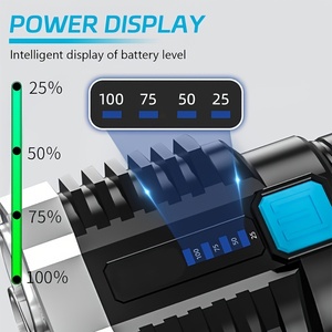 Lampe torche LED rechargeable haute endurance, quatre lumières, multifonctionnelle, avec lumière latérale COB, projecteur longue portée, IP65, camping, ABS - Product Image 5