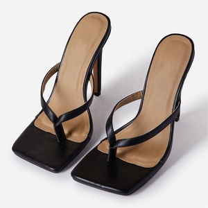 Women Outdoor Height Increasing Snake Print Stiletto High Heel Thong Flip Flops Square Toe Summer Sandals - Product Image 1