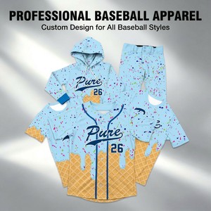 Jersey Baseball OEM Kustom Tim Warna Gradasi Pakaian Olahraga Grosir Jersey Baseball Kustom Desain Garis-garis Seragam Tim Anak-anak - Product Image 2