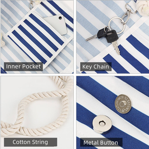 Bolsa de playa grande de lona de algodón ecológica, portátil, con logotipo personalizado, multiusos, para compras. - Product Image 6