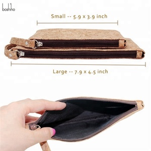 Boshiho Vegan Zipper Cork Coin <b>Purse</b> <b>Small</b> Carry Clutch Wallet Cork Bag - Product Image 3