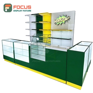 ตู้โชว์กระจกแบบกำหนดเองสำหรับร้านขายอุปกรณ์สูบบุหรี่ ตู้โชว์ไม้พร้อมไฟ LED สำหรับร้านขายยาสูบ - Product Image 1