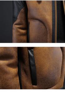 Veste en cuir pour <span class=keywords><strong>homme</strong></span>, col polo, nouvelle collection automne-hiver, doublée de fourrure, épaisse, intégrée, taille M-4XL - Product Image 5
