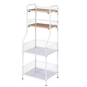 욕실 3 층 목재 및 스테인레스 스틸 선반 트롤리 유틸리티 스토리지 롤링 카트 4 륜 주방 트롤리 - Product Image 3