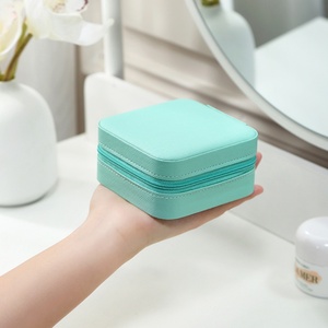 Portable Simple PU Leather Jewelry Box with Zipper for Kids Necklace <b>Ring</b> Earrings Studs Travel <b>Storage</b> - Product Image 6