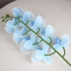 กล้วยไม้ฟาแลนนอปซิสสีน้ำเงินสัมผัสเหมือนจริง ดอกไม้ประดิษฐ์พิมพ์ 3 มิติจากยางลาเท็กซ์ สำหรับตกแต่งบ้าน งานแต่งงาน ขายส่ง - Product Image 6