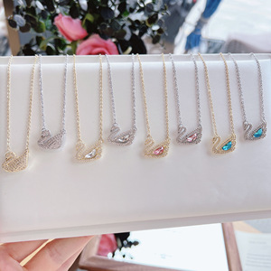 HX0142 Ins Fashion Sparkling <strong>Swan</strong> Necklace Micro Paved CZ Crystal <strong>Swan</strong> Pendant Clavicle Chain Women's <strong>Jewelry</strong> - Product Image 2