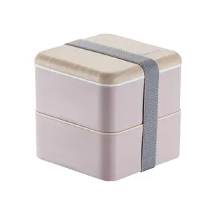 Hot Selling Double Layer Lunch Box Plastic Lunch Box Square Food Container For Kids School Microwaveable Plastic Lunch Box