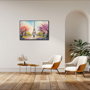 Village moderne en bord de mer avec des <span class=keywords><strong>bateaux</strong></span> et des paysages de montagnes, impression numérique aquarelle, art mural encadré 40x50cm - Product Image 3