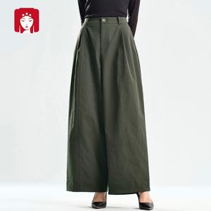 Buyi Liren Ge 2025 Automne Hiver Meilleure Vente Pantalon <span class=keywords><strong>Femme</strong></span> Taille Haute Ample Décontracté Respirant Vert <span class=keywords><strong>Militaire</strong></span> Délavé Sable - Product Image 5
