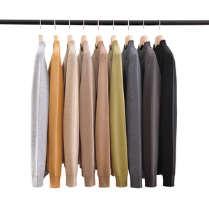 Mùa Thu Mùa Đông Người Đàn Ông Mới Của Nửa Cao Cổ 100% Cotton Lỏng Màu Rắn Bên Trong Dệt Kim Cơ Sở Áo Sơ Mi Giản Dị Phong Cách Áo Len - Product Image 4