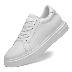 <span class=keywords><strong>Chaussures</strong></span> de skate tendance pour hommes, hauteur invisible de 8 cm, dessus en cuir véritable, semelle intermédiaire en EVA, grande couche de semelle, blanches, tendance - Product Image 6