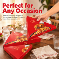 Boîte à pizza triangulaire personnalisée imprimée, papier alimentaire 350 g/m² résistant à la graisse, compatible micro-ondes, boîte à emporter en gros