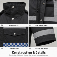 Vêtements de pluie de sécurité noirs en tissu Oxford 300D enduit PU haute résistance pour le contrôle du trafic, logo et couleur personnalisés