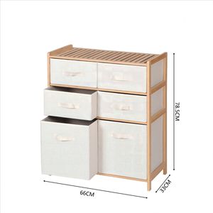 Bamboo <b>Drawer</b> Storage Cabinet 3 Tier <b>6</b> <b>Drawer</b> Natural Color Living Room Study Entryway Multipurpose Storage Rack - Product Image 4