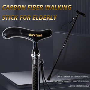Okhealing Gậy đi bộ có thể điều chỉnh độ cao cho người cao tuổi Tay cầm tiện dụng bằng sợi carbon chống trượt khóa nylon cao su nhẹ thoải mái - Product Image 6