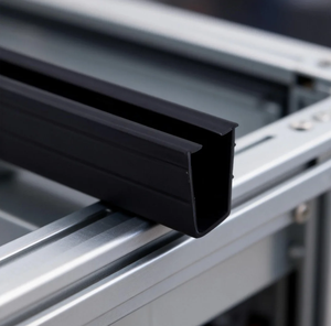 Rail de glissière de rideau de voiture en forme de <span class=keywords><strong>U</strong></span> en plastique <span class=keywords><strong>Profil</strong></span> en plastique de rail en I <span class=keywords><strong>Profil</strong></span> en plastique en forme de flèche noire en <span class=keywords><strong>PVC</strong></span> - Product Image 1