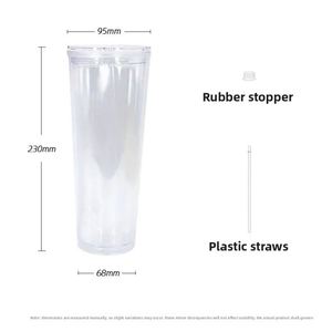 Gobelet en acrylique à double paroi pré-percé de 24 oz, vierge, à remplir soi-même, avec bouchon inférieur et couvercle plat transparent pour artisanat en résine et paillettes - Product Image 3