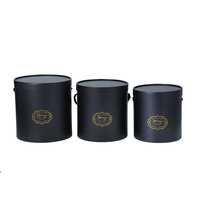 Boîte d'emballage en carton trois pièces pour bouquet, vente en gros, avec poignée, robuste, portable, pour fleurs, finition bronzée, écologique