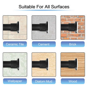 <span class=keywords><strong>Support</strong></span> <span class=keywords><strong>de</strong></span> <span class=keywords><strong>rideau</strong></span> <span class=keywords><strong>de</strong></span> <span class=keywords><strong>douche</strong></span> mural en acier inoxydable réglable en tension, blanc argenté noir, sans perçage, <span class=keywords><strong>barre</strong></span> droite - Product Image 3