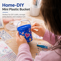 Seau en plastique bleu PP de 0,5 L avec couvercle et poignée, idéal pour le bricolage domestique, qualité alimentaire, parfait pour Halloween, pour ranger les collations et les jouets, vente en gros