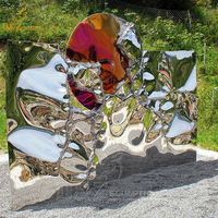 Cube abstrait d'intérieur moderne, sculpture en acier inoxydable base corten D & Z