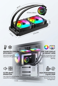 Ventilador <span class=keywords><strong>de</strong></span> CPU Everflow <span class=keywords><strong>para</strong></span> PC, <span class=keywords><strong>Enfriador</strong></span> <span class=keywords><strong>de</strong></span> <span class=keywords><strong>Agua</strong></span> <span class=keywords><strong>de</strong></span> 360 mm, Ventilador ARGB, Radiador <span class=keywords><strong>de</strong></span> Refrigeración <span class=keywords><strong>para</strong></span> Caja <span class=keywords><strong>de</strong></span> Ordenador, Ventiladores RGB con <span class=keywords><strong>Base</strong></span> <span class=keywords><strong>de</strong></span> Cobre, Vida Útil <span class=keywords><strong>de</strong></span> 100.000 Horas - Product Image 2