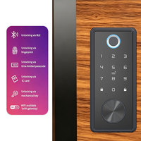 Serrure Électrique Intelligente en Alliage d'Aluminium Haute Sécurité avec Contrôle par Carte et Application, Accès sans Clé, Cloud TTlock Tuya, Carte Mémoire