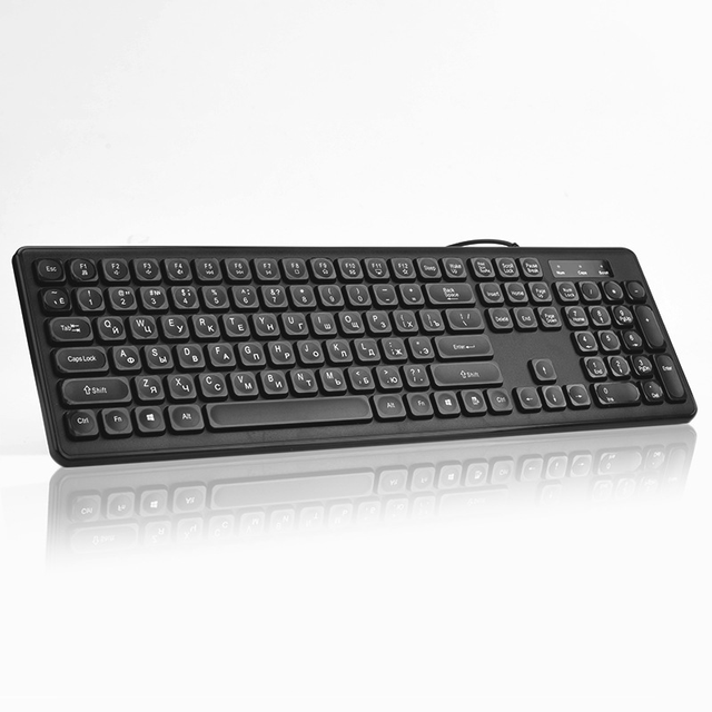 New 108-Key USB Russian Standard Version Business Black Wired Computer Keyboard Practice Typing