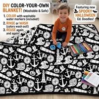 Couverture à colorier pour enfants OEM, couverture à gribouiller lavable et réutilisable en polaire douce avec stylos, vente en gros, approvisionnement direct usine