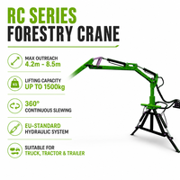 Grue forestière série RC4200 RC5500 RC6500 RC7300 RC8500, portée de 4,2 m à 8,5 m, rotateur hydraulique, grappin, chargeur de bois