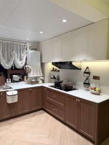 <span class=keywords><strong>Cuisine</strong></span> moderne française écologique ignifuge sur mesure |   <span class=keywords><strong>Rideau</strong></span> au design assorti à la finition bois et à la sophistication de style villa - Product Image 3